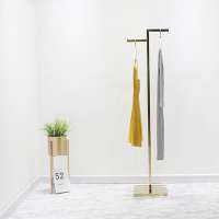 Wholesale Mirror Gold Metal Floor Standing Clothes Garments Display Racks For Clothing Store