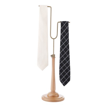 Retail Scarf Shop Stainless Steel Wooden Two Sides Scarf Rack Counter Top Display Scarf Tie Hanger Holder