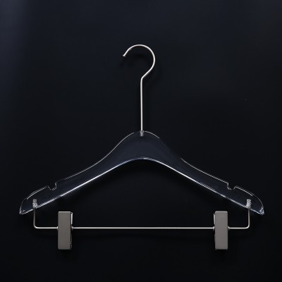 RuiChen Custom Logo Transparent Adult Acrylic Coat Hanger Clear Apparel Clothes Display  For Cloth Store