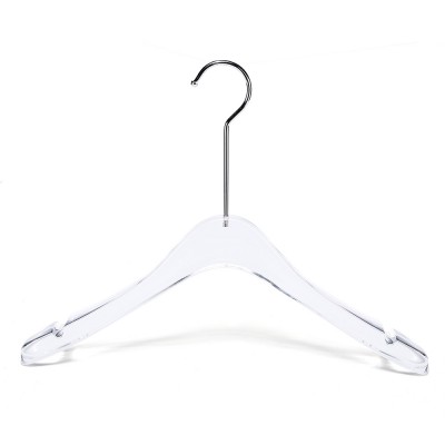 RuiChen Custom Logo Transparent Acrylic Clothing Hanger With Metal Hook Clip Anti-slip Hanging Hanger For Clothes