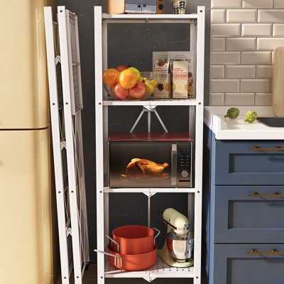 Origami Collapsible Folding Portable Foldable Organizer Steel Bakers Closet Kitchen Cart Household Shelving Unit Display Rack