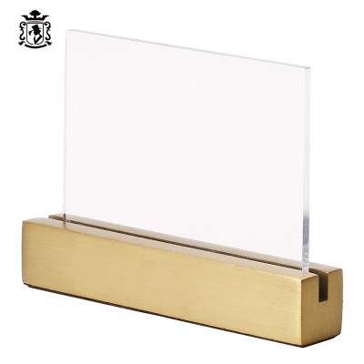 Luxury Small Desktop Label Stand Sign Holder Gold Brushed Stainless Steel Sign Display Countertop Price Holder