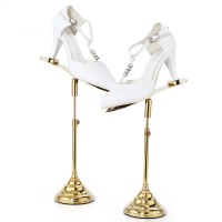 Sales Promotion Metal Gold Shoe Display Rack Adjustable Height Display For Shoes Display Stand Metal Shoe Rack