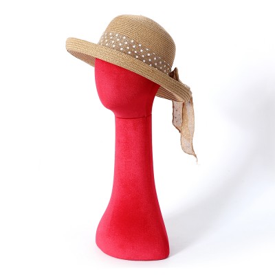 RuiChen  PU Foam Hat Display Holder Long Neck Manikin Head Model Velvet Wig Display Abstract Mannequin Head