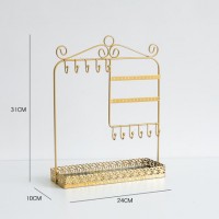 Modern Metal Tabletop Bracelet Necklace Jewelry Organizer Display Stand With Tray