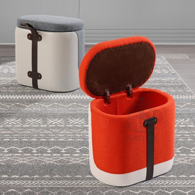 Fabric Covered Low Height Foot Stool Living Room Storage Sofa Stool Ottoman Low Stool