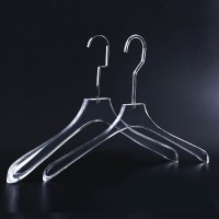 Custom Logo Transparent Clear Plastic Acrylic Clothing Hanger with Acrylic Hook Coat Dress Clothes Anti-slip Hanging Hanger