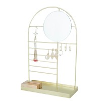 Modern Metal Tabletop Bracelet Necklace Jewelry Organizer Display Stand With Tray And Mirror